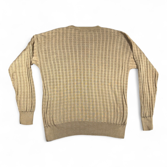 Bachrach Sweater Adult EXTRA LARGE Brown Geometric Textured Grid Relaxed - Picture 3 of 7